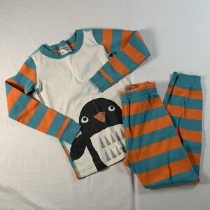Hanna Andersson KIDS Size 6/7 120cm PENGUIN Striped Pajamas 100% Organic Cotton‎